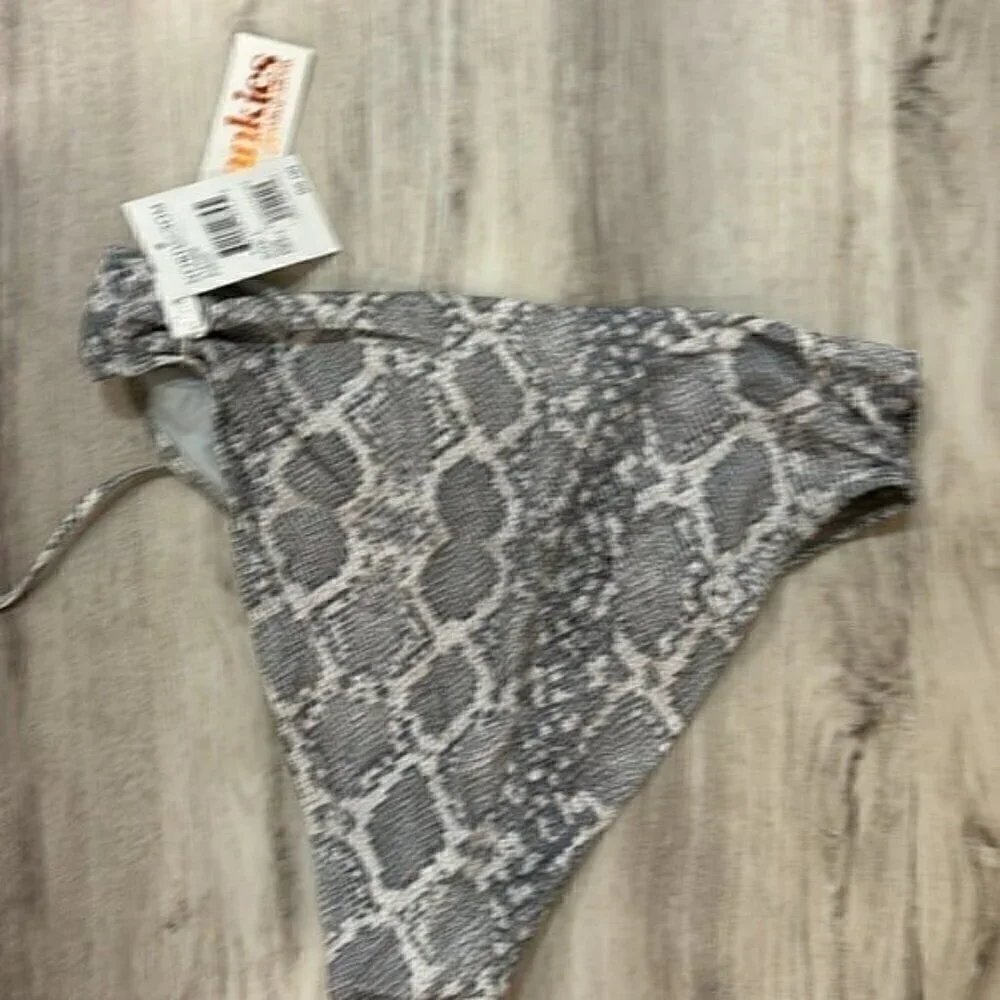 Frankie's Bikinis high waisted python bottoms  size large snake skin NWT